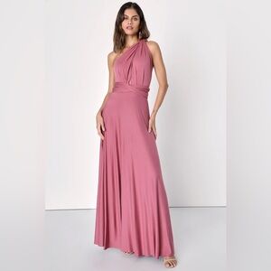 Lulus Tricks of the Trade Rusty Rose Convertible Maxi Dress